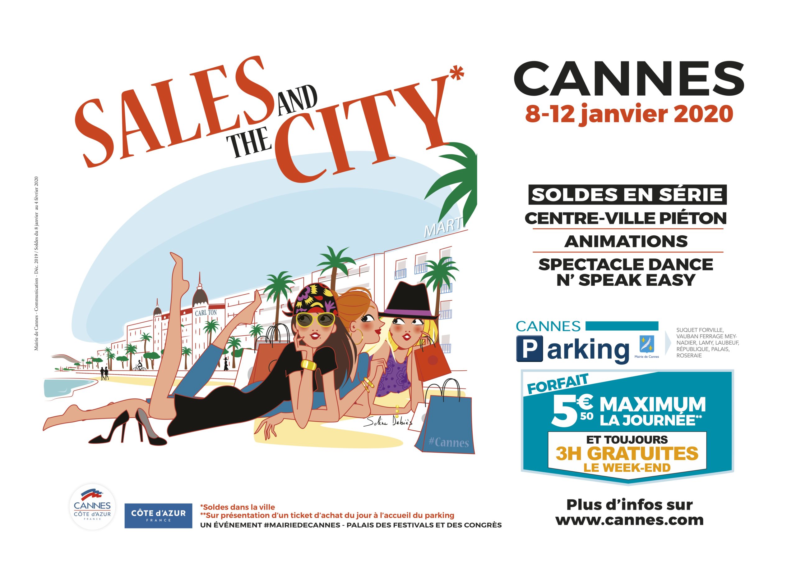 Affiche Sales and the City Cannes 2020 Ces villes qui sengagent pour les petits commerces Episode 3 Cannes David Lisnard Isabelle de Saint Leger centre-ville