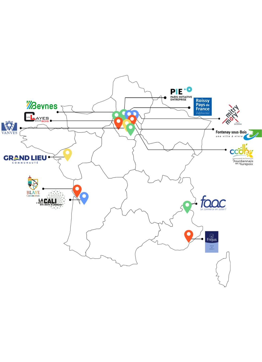 villes partenaires carte cadeau Petitscommerces partout en France