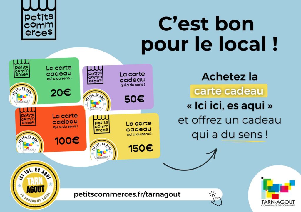 La Communaute de communes Tarn-Agout lance la 1ere carte cadeau locale avec Petitscommerces