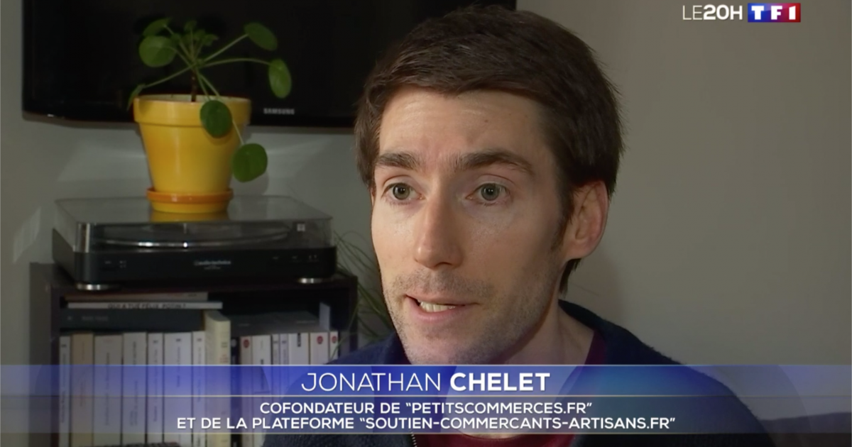 Jonathan Chelet cofondateur de Petitscommerces.fr et Soutien-Commercants-Artisans.fr sur TF1 au JT de 20H